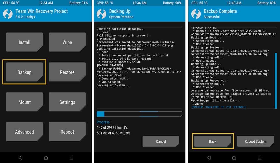 TWRP Nandroid Backup